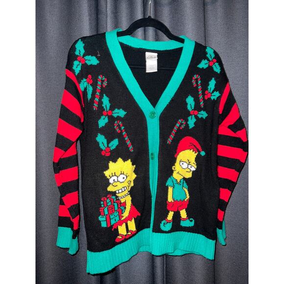 Ugly Christmas Sweater Cardigan Size XS Simpsons - Picture 1 of 3